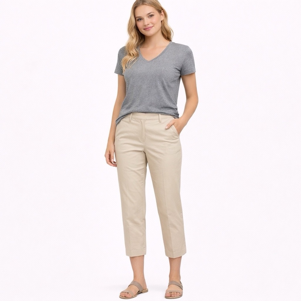 Ann Taylor Factory Signature Crop Pants Women's Size 8 Beige Business Casual